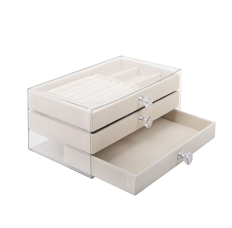 Cutie pentru Bijuterii Arven 13,5x10,5x23,5 cm, Acril Bej - SHP [3]