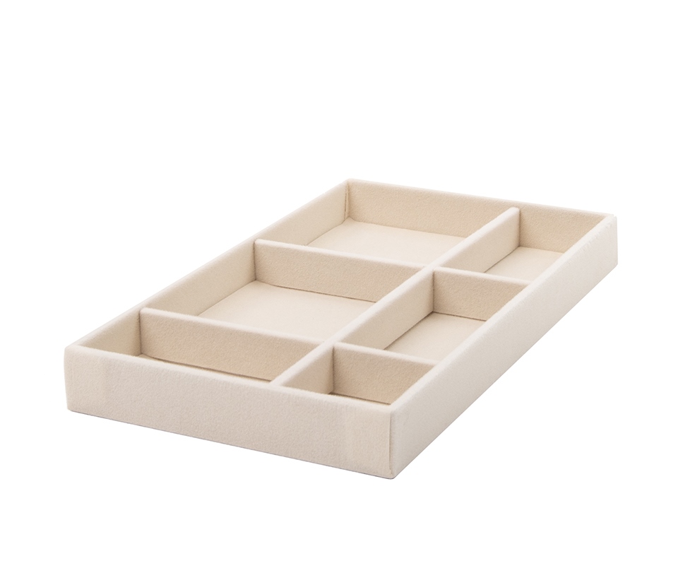 Set de 4 Organizatoare pentru Bijuterii Sorrel 21x2,2x12,5 cm, Catifea Bej - SHP [2]