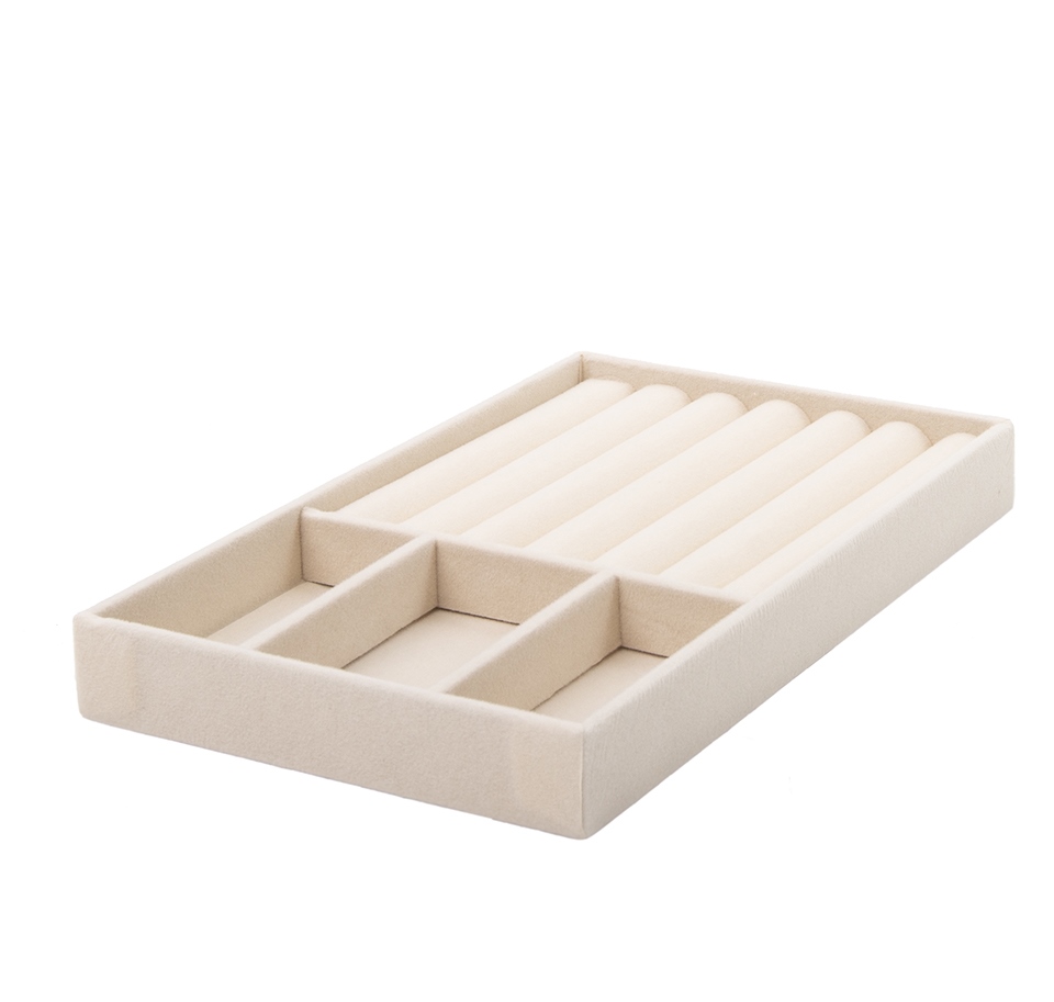 Set de 4 Organizatoare pentru Bijuterii Sorrel 21x2,2x12,5 cm, Catifea Bej - SHP [3]