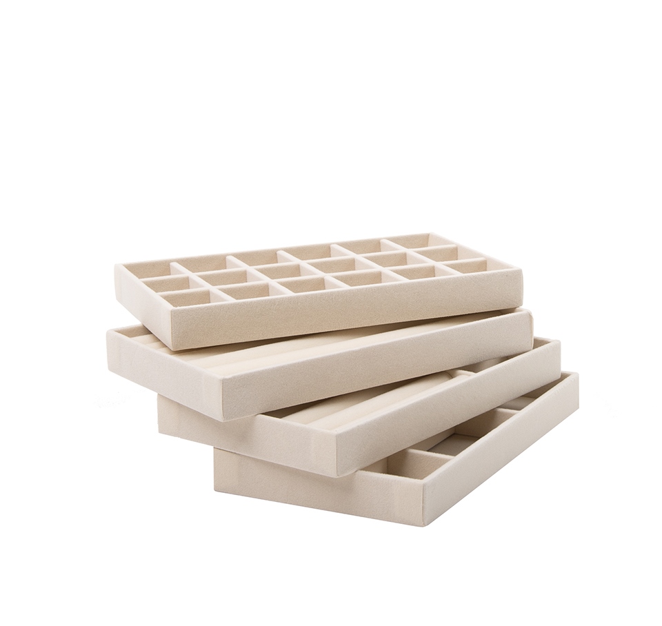 Set de 4 Organizatoare pentru Bijuterii Sorrel 21x2,2x12,5 cm, Catifea Bej - SHP [6]
