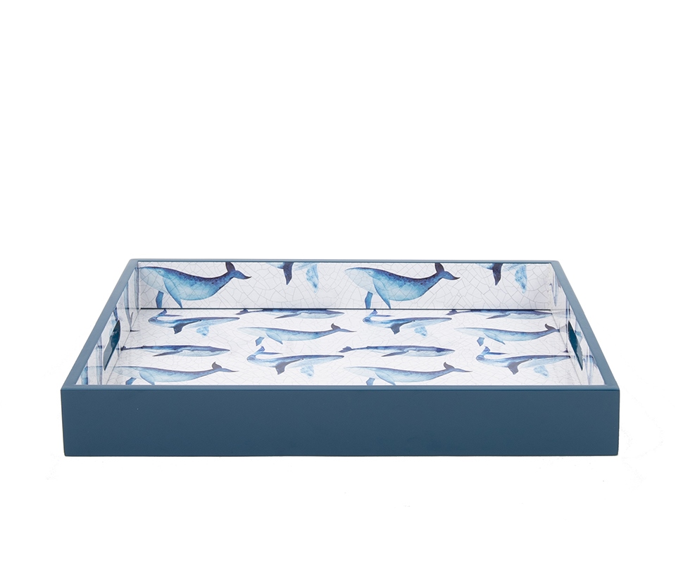 Tavă Decorativă Whale 30x5x40 cm, Placă Aglomerată Albastru - SHP [2]