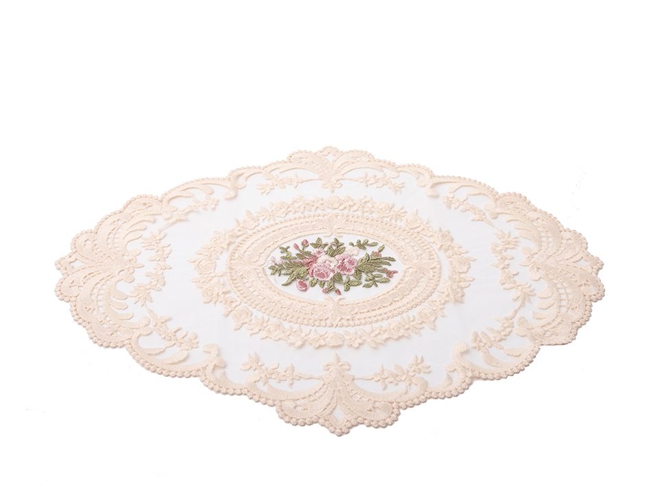 Produse - Șervețel / Față de Masă Brodată Vienna 29x2x40 cm, Alb Finisaj cu Dantelă - SHP