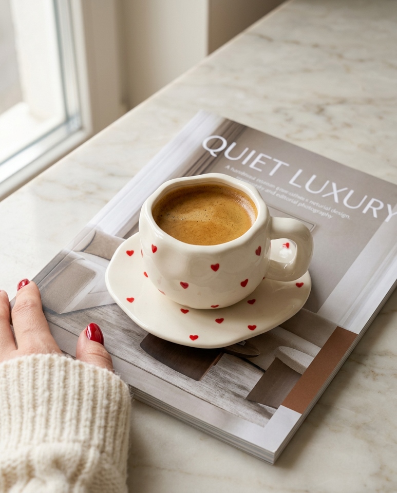 Ceașcă cu Farfurie Love, Ceramică Alb - SHP [4]