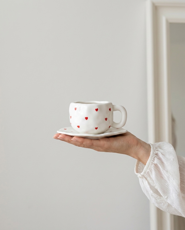 Ceașcă cu Farfurie Love, Ceramică Alb - SHP [5]