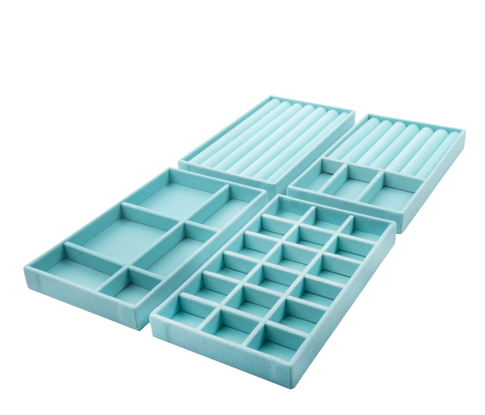 Set de 4 organizatoare pentru bijuterii Sorrel, Catifea Albastru - SHP [1]