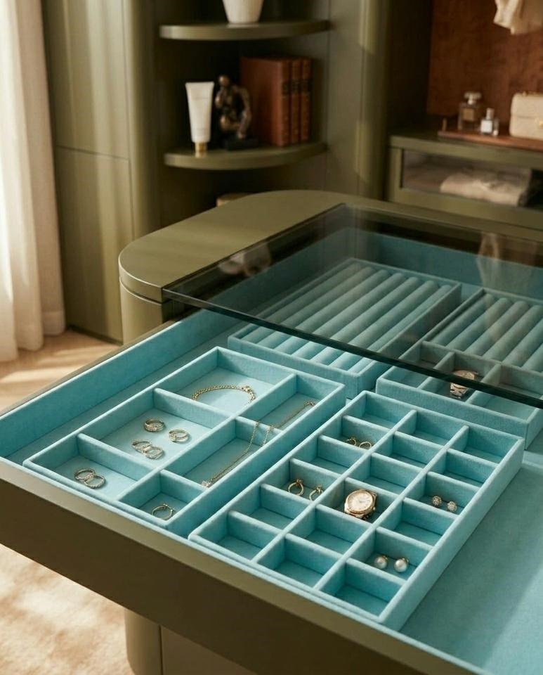 Set de 4 organizatoare pentru bijuterii Sorrel, Catifea Albastru - SHP [9]