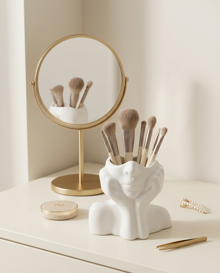 Organizer pentru Pensule Face, Plastic Alb - SHP [5]
