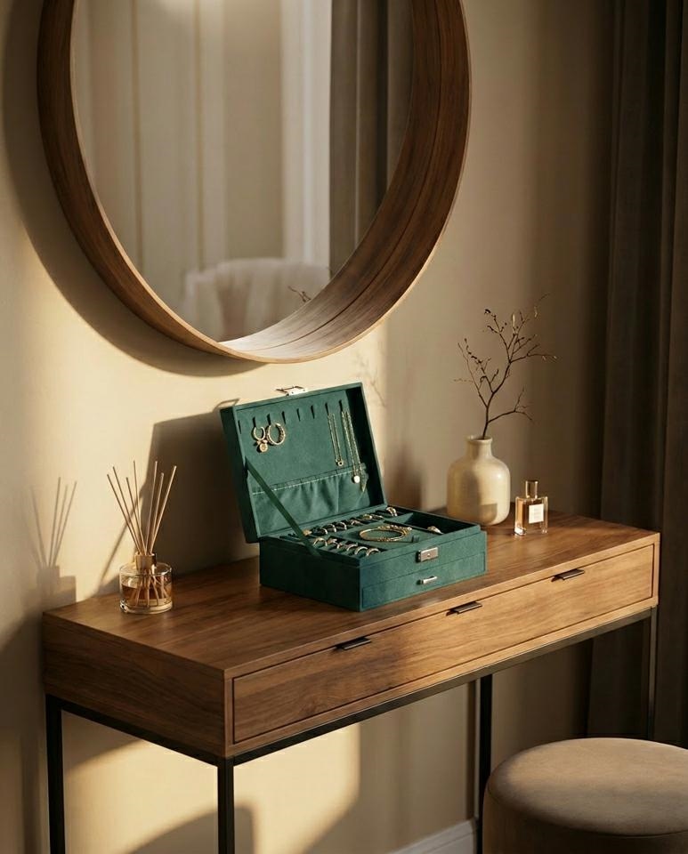 Organizer pentru Bijuterii Royal 24,5x17x11 cm, Poliester Verde - SHP [9]