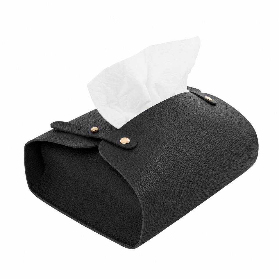 Produse - Recipient pentru Șervețele Lider 20x12x5,5 cm, Piele Ecologică Negru - SHP