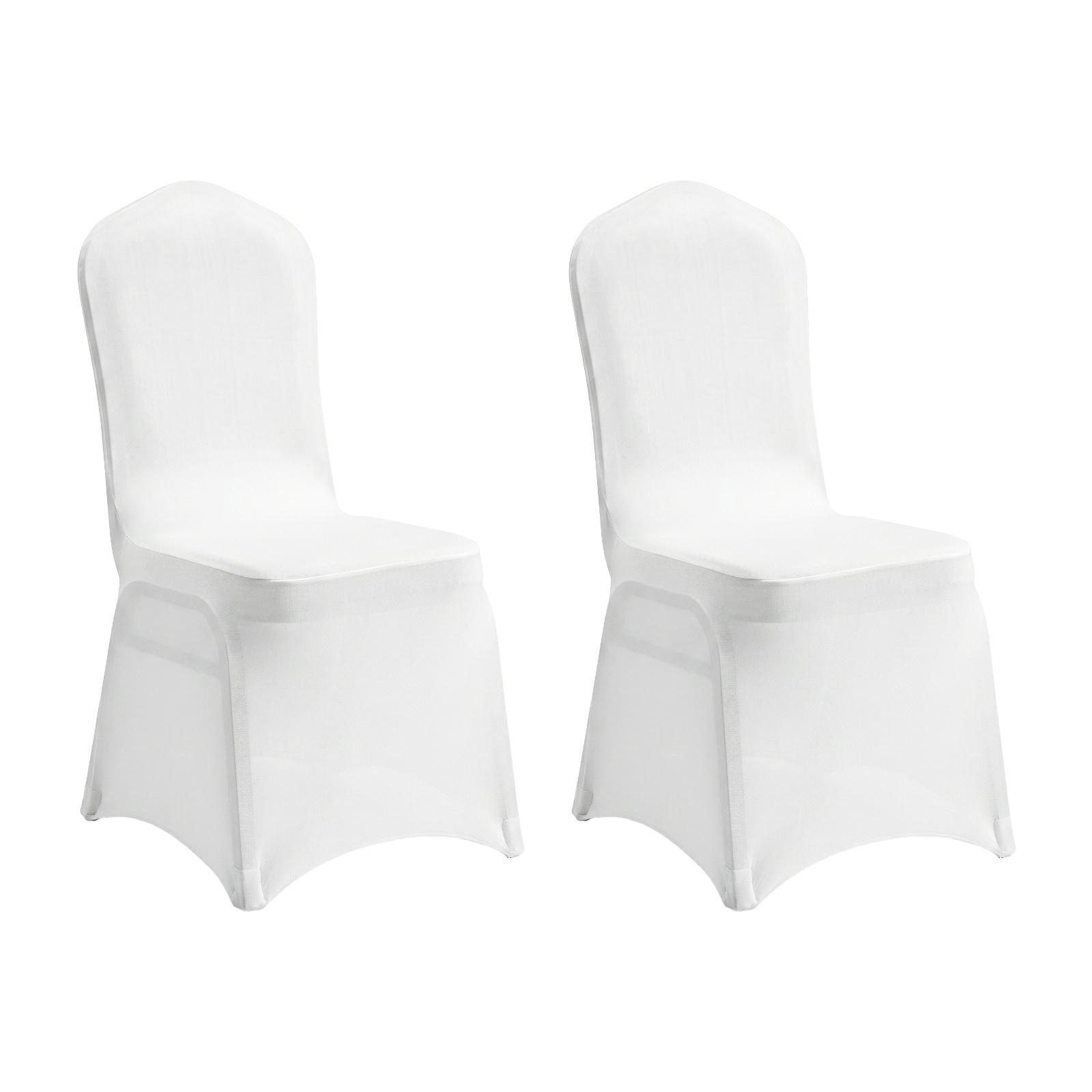 Scaune - Set de 2 Huse pentru Scaun de Banchet Weding, Elastyczna Țesătură Alb - SHP