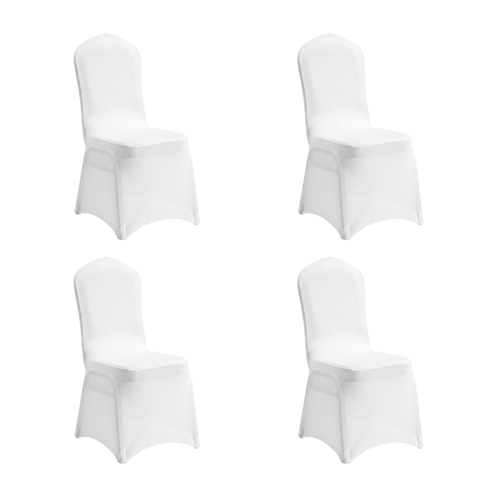 Scaune - Set de 4 Huse pentru Scaun de Banquet Weding, Elastycznej Tkaniny Alb - SHP