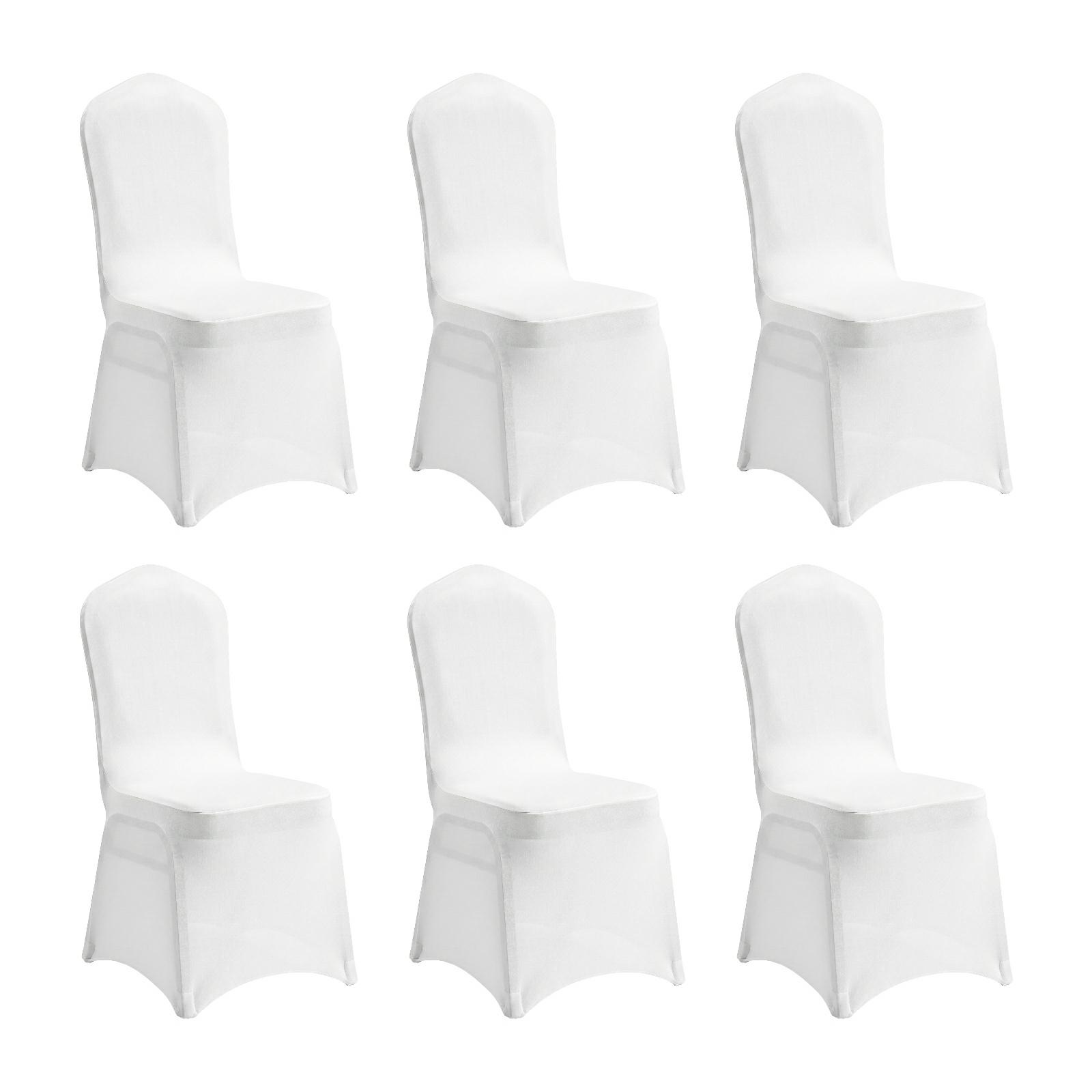 Scaune - Set de 6 Huse pentru Scaun de Banchet Weding, Elastyczna Țesătură Alb - SHP