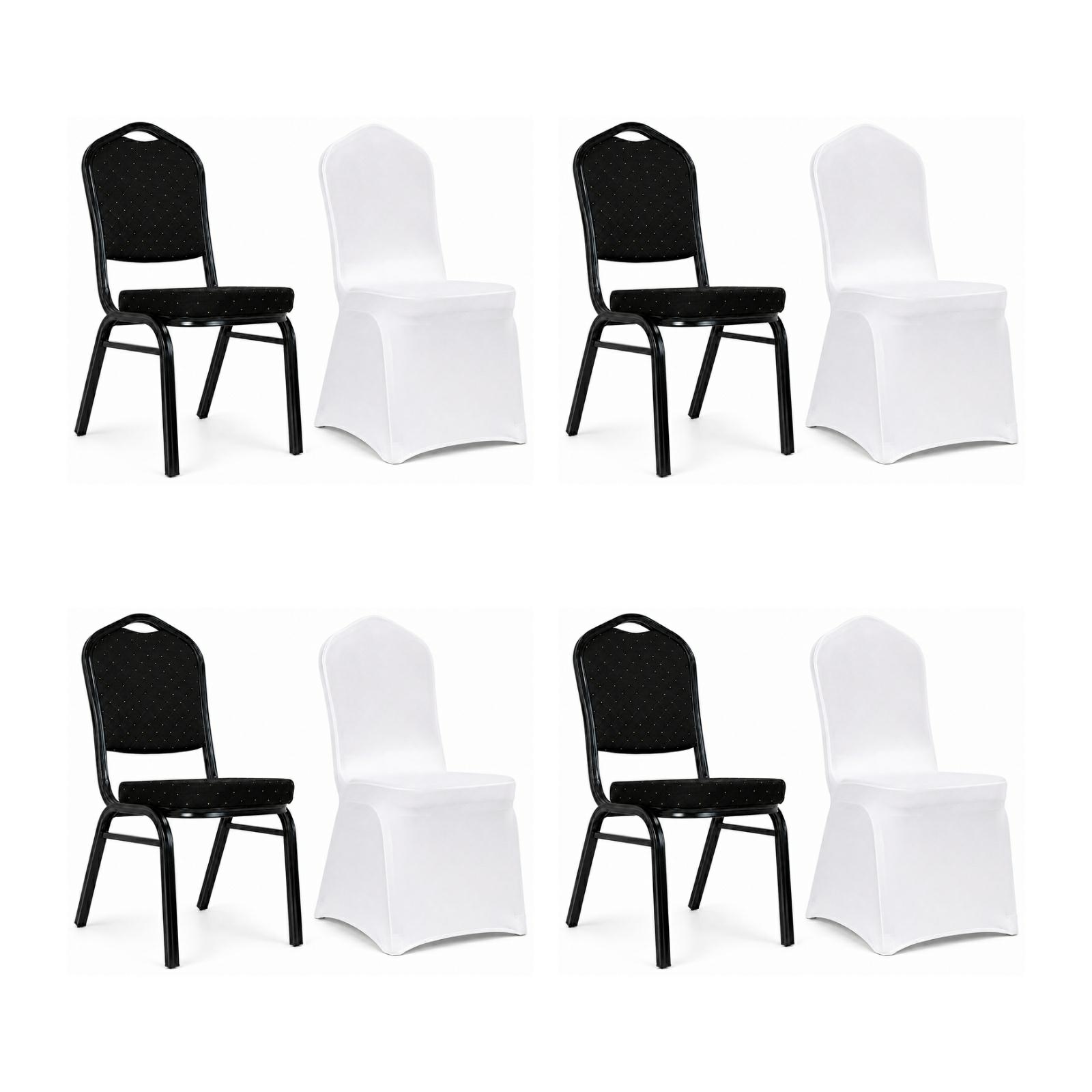 Scaune - Set de 4 Scaune Heron 46x58x93,5 cm, Spumă cu Elasticitate Ridicată Negru - King Home