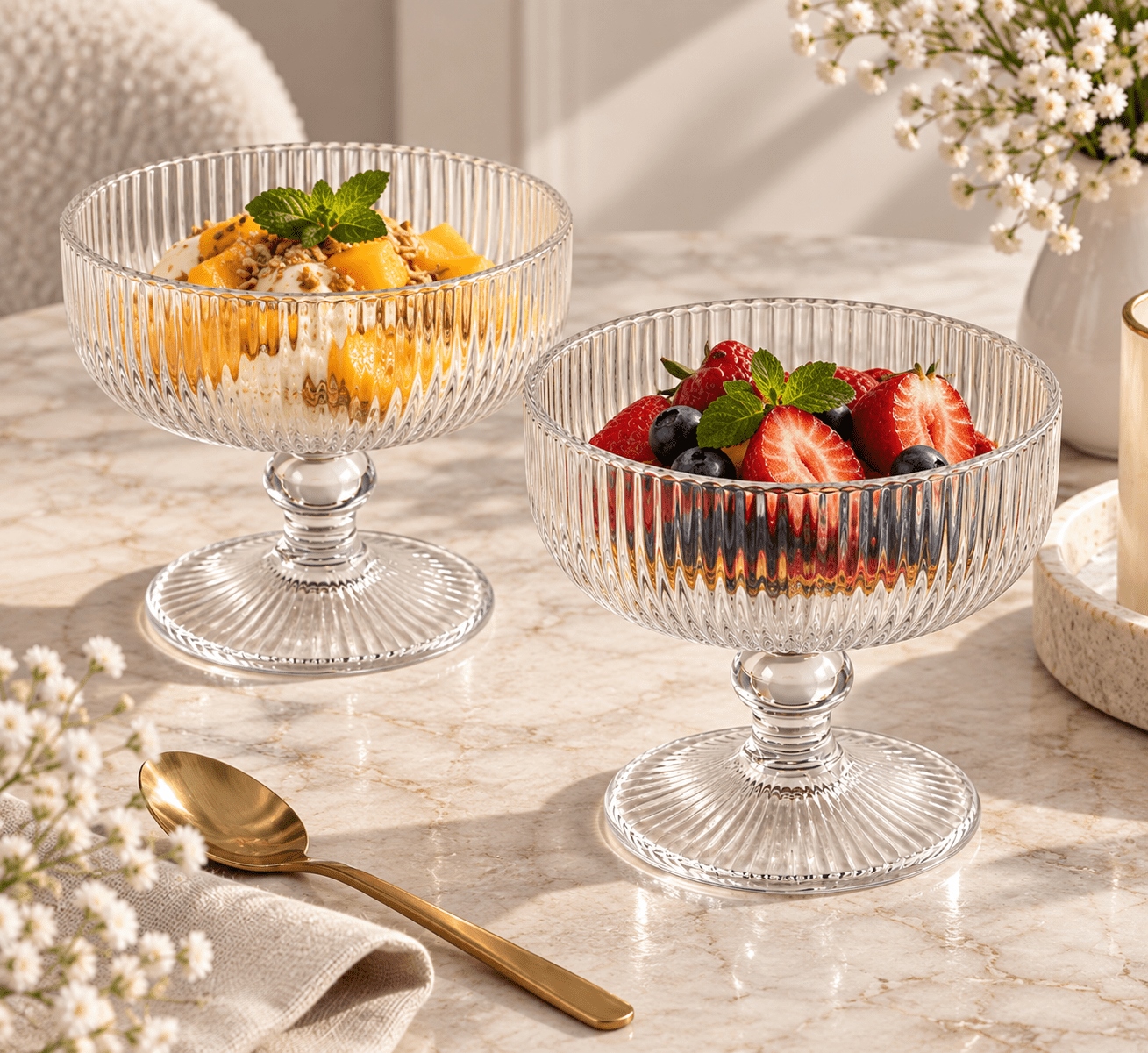Set de 2 boluri pentru desert Deseo 12x12x10 cm, Sticlă Transparent - SHP [2]