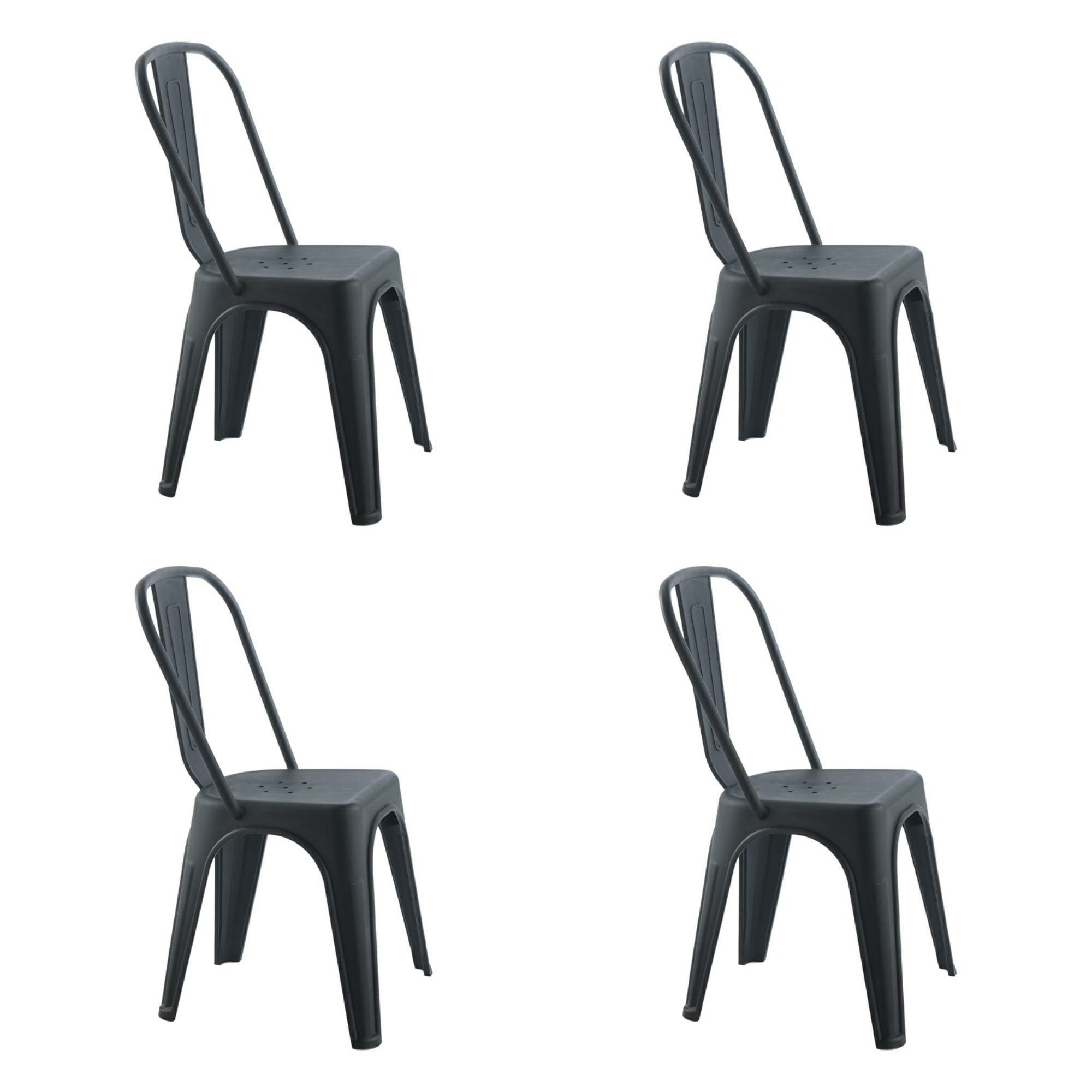 Scaune - Set de 4 Scaune Tower Paris PP 46x50x86 cm, Plastic Negru - King Home