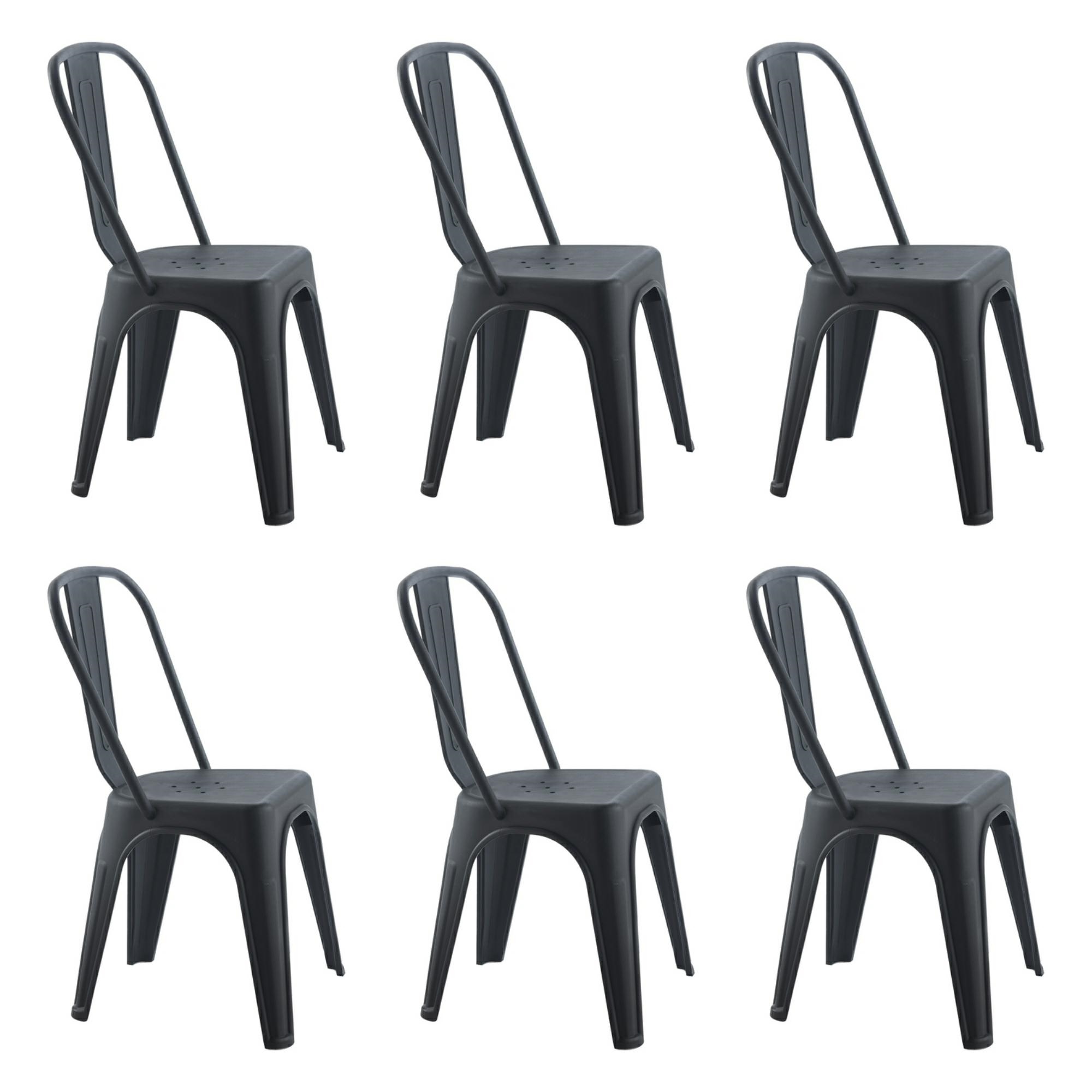 Scaune - Set de 6 Scaune Tower Paris PP 46x50x86 cm, Plastic Negru - King Home