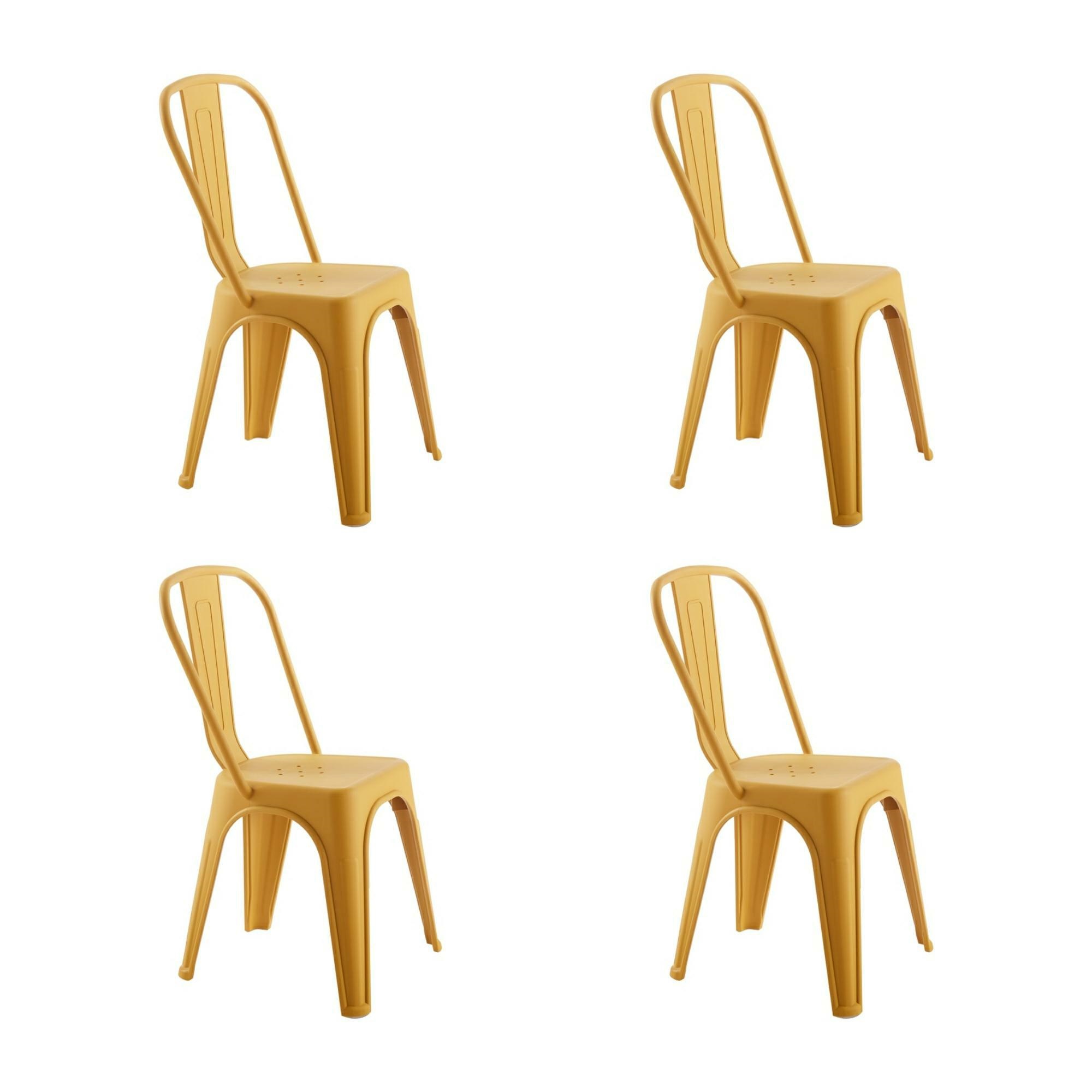 Scaune - Set de 4 Scaune Tower Paris PP 46x50x86 cm, Plastic Galben Mat - King Home