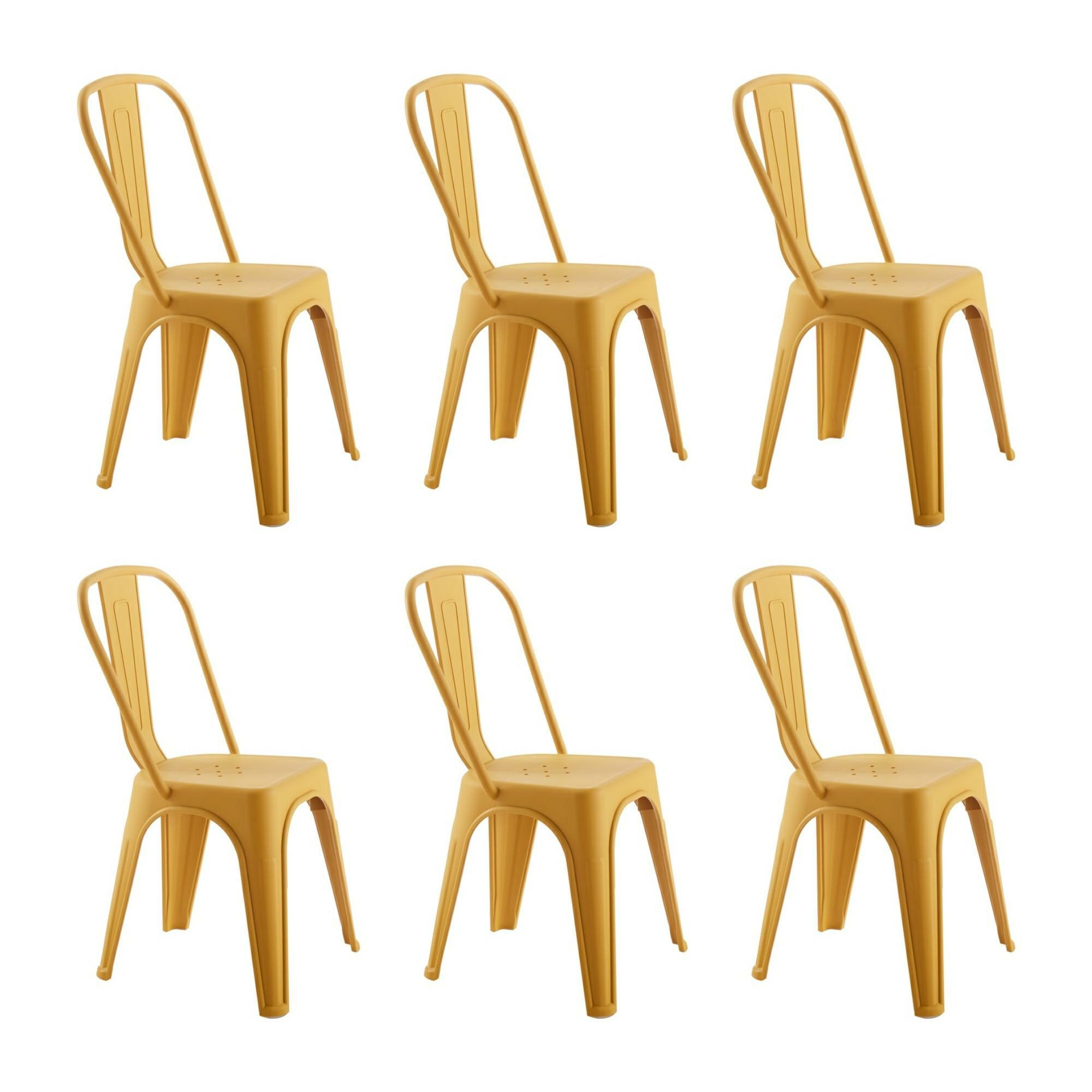 Scaune - Set de 6 Scaune Tower Paris PP 46x50x86 cm, Plastic Galben Mat - King Home