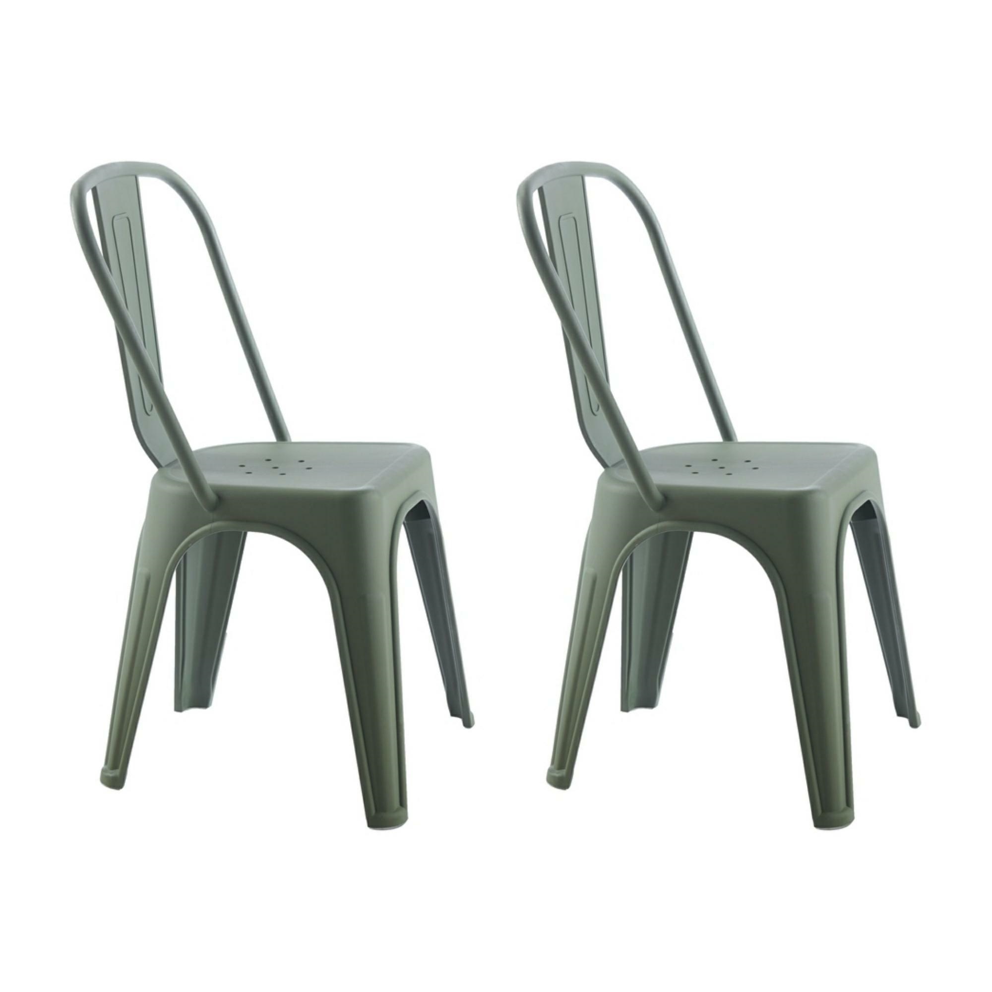 Scaune - Set de 2 Scaune Tower Paris PP 46x50x86 cm, Plastic Verde Închis - King Home