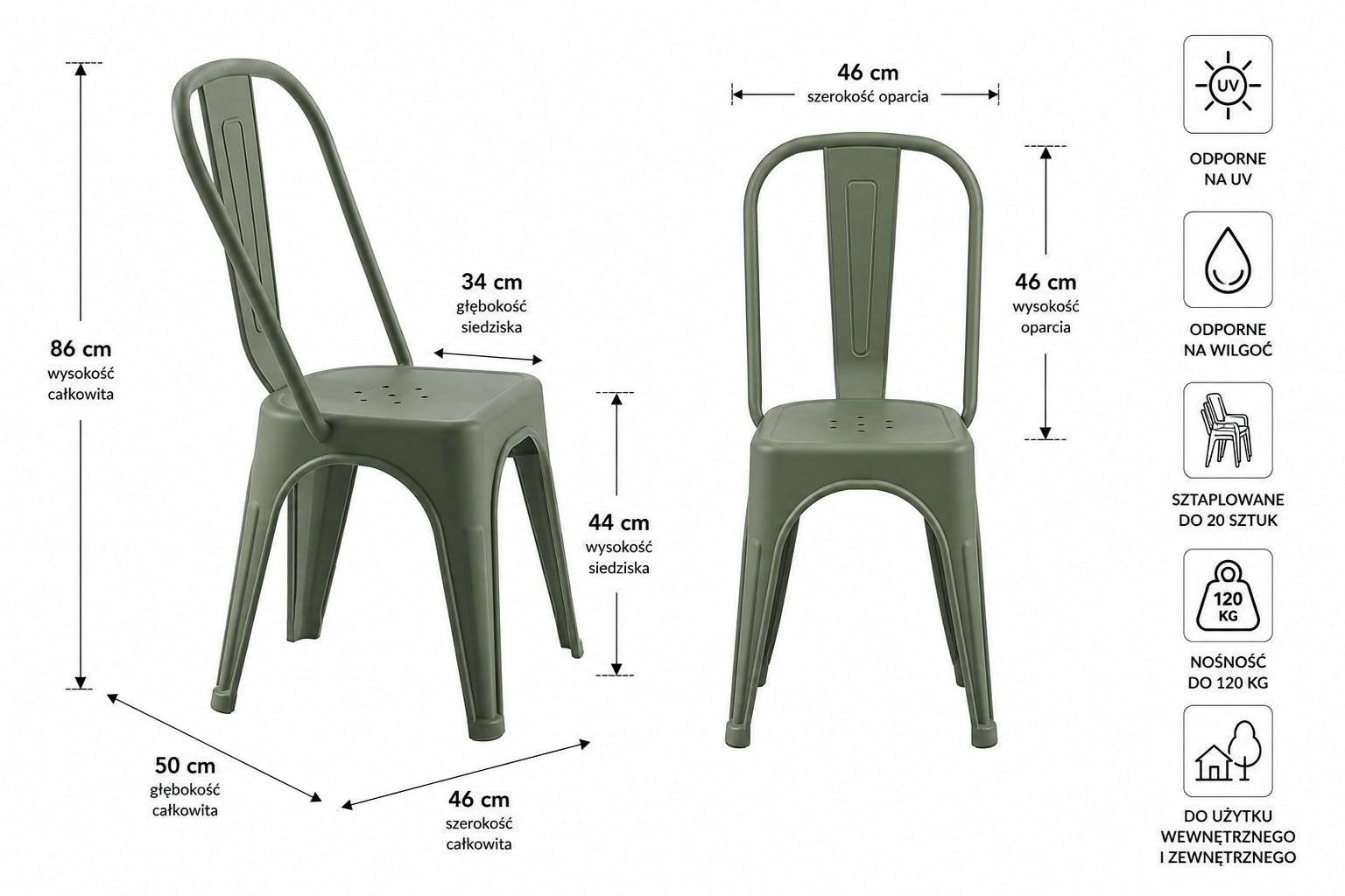 Set de 4 Scaune Tower Paris PP 46x50x86 cm, Plastic Verde Închis - King Home [5]