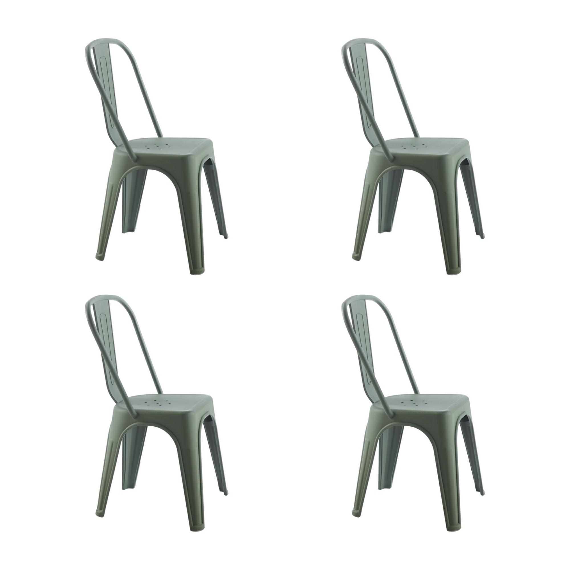 Scaune - Set de 4 Scaune Tower Paris PP 46x50x86 cm, Plastic Verde Închis - King Home