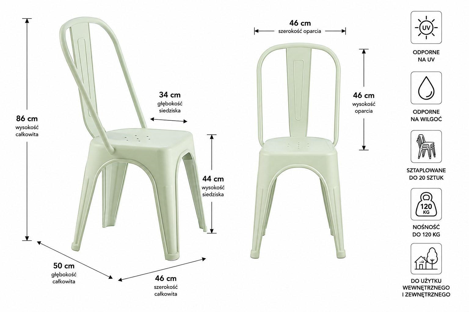 Set de 6 Scaune Tower Paris PP 46x50x86 cm, Plastic Rezistent Verde Deschis - King Home [5]