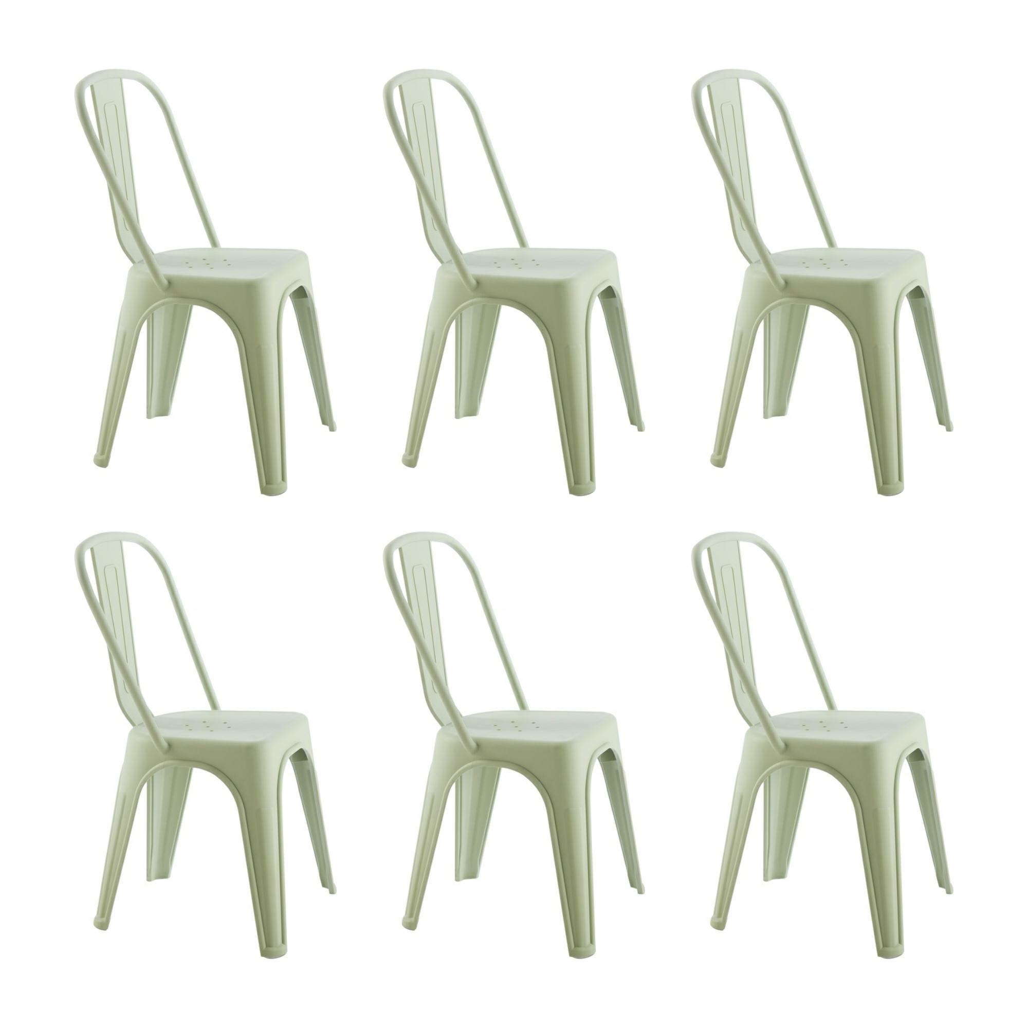 Scaune - Set de 6 Scaune Tower Paris PP 46x50x86 cm, Plastic Rezistent Verde Deschis - King Home