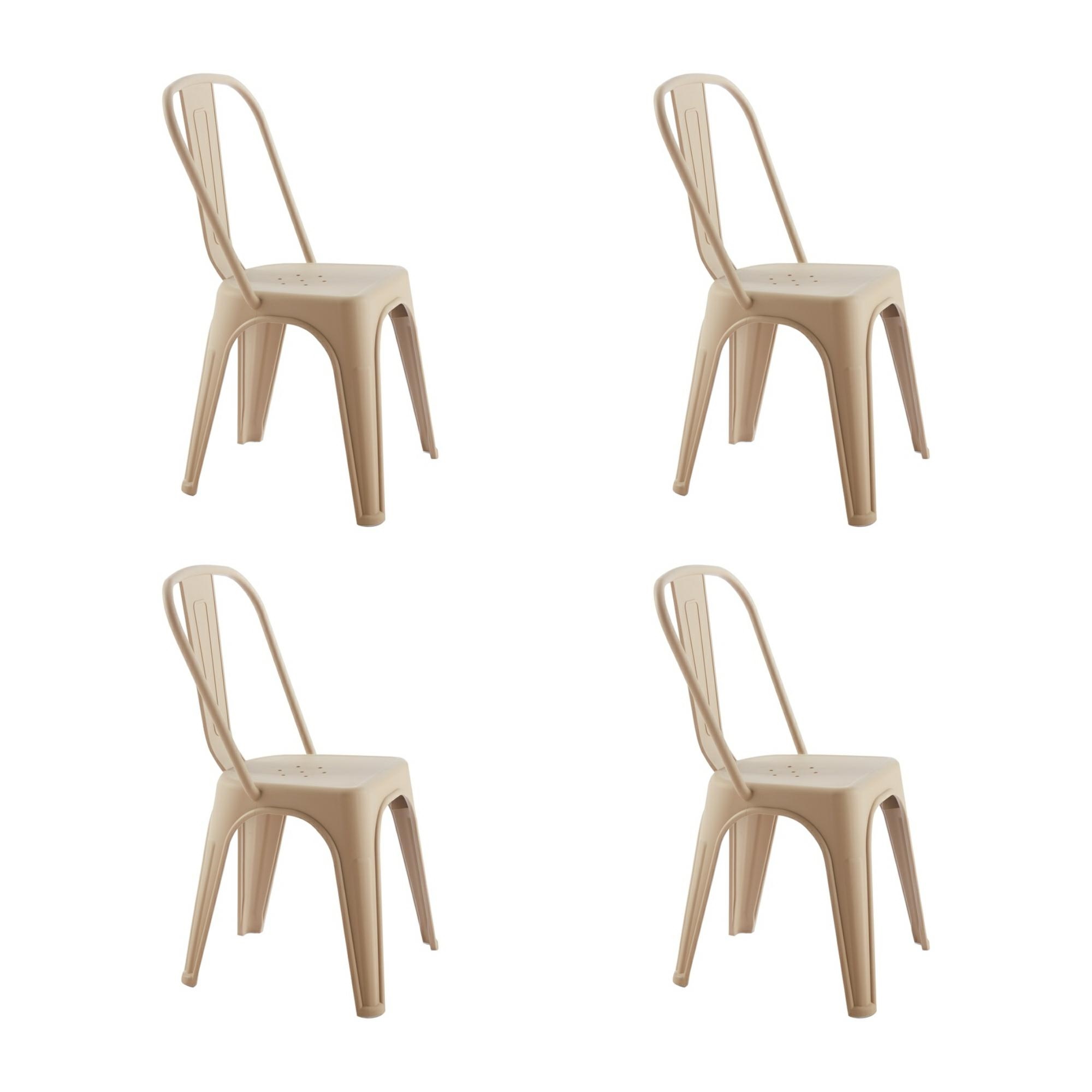 Scaune - Set de 4 Scaune Tower Paris PP 46x50x86 cm, Plastic Bej Mat - King Home