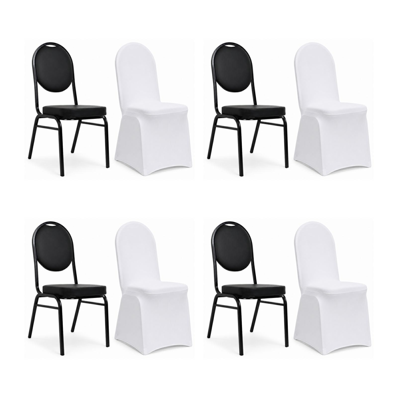 Produse - Set de 4 Scaune Hebe 44x56x93,5 cm, Piele Ecologică Negru - King Home