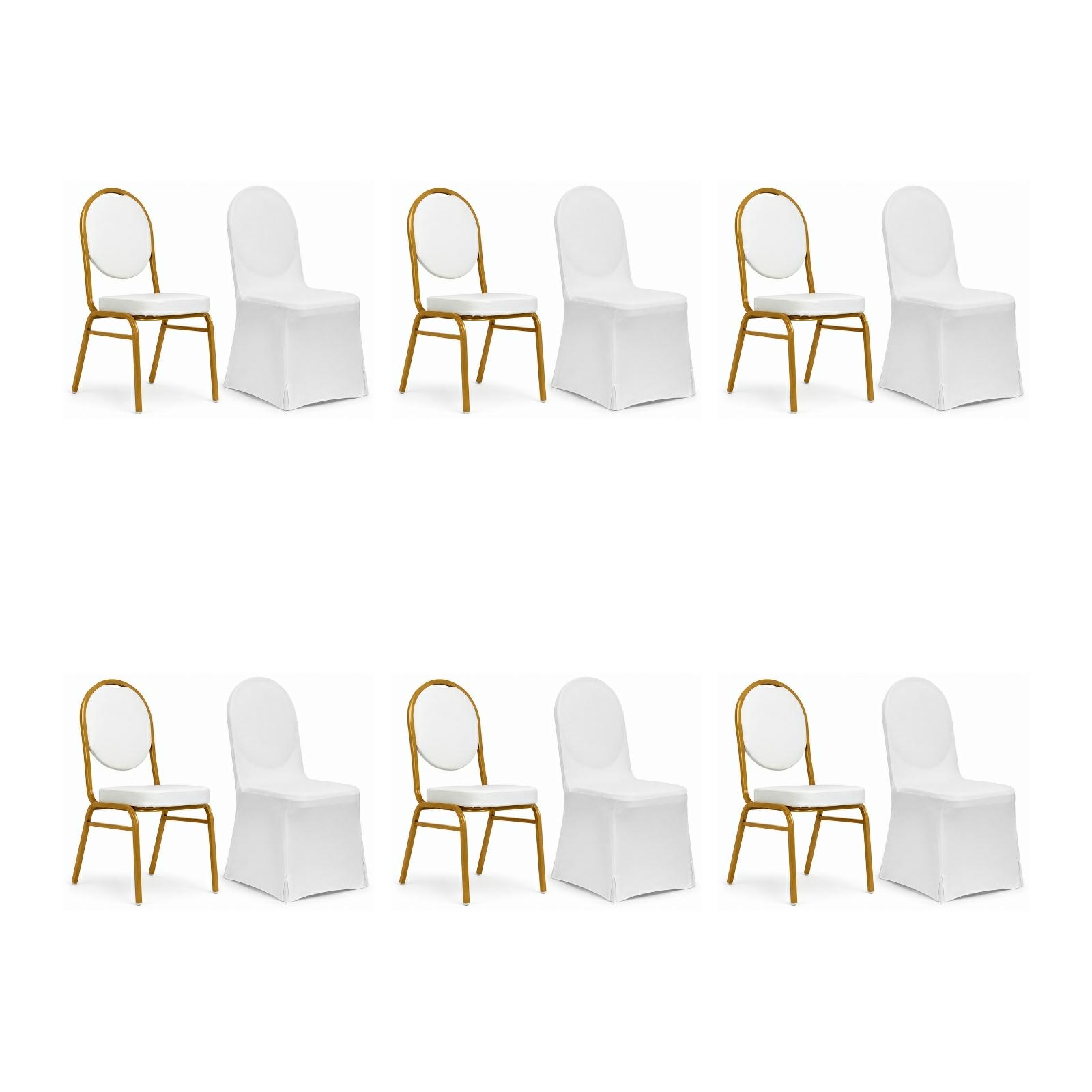 Scaune - Set de 6 Scaune Hestia 44x56x93,5 cm, Piele Ecologică Alb - King Home