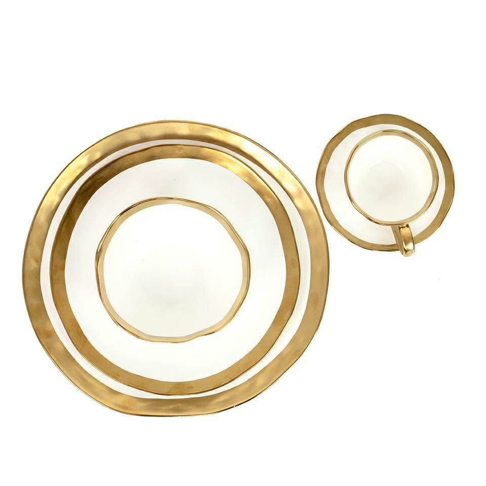 Set de 2 Farfurii Bell 38x2,6x36,8 cm, Porcelany Szkliwionej Alb-Auriu - Kare Design [6]