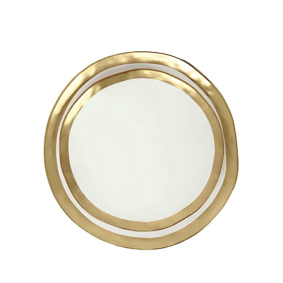 Set de 2 Farfurii Bell 38x2,6x36,8 cm, Porcelany Szkliwionej Alb-Auriu - Kare Design [5]