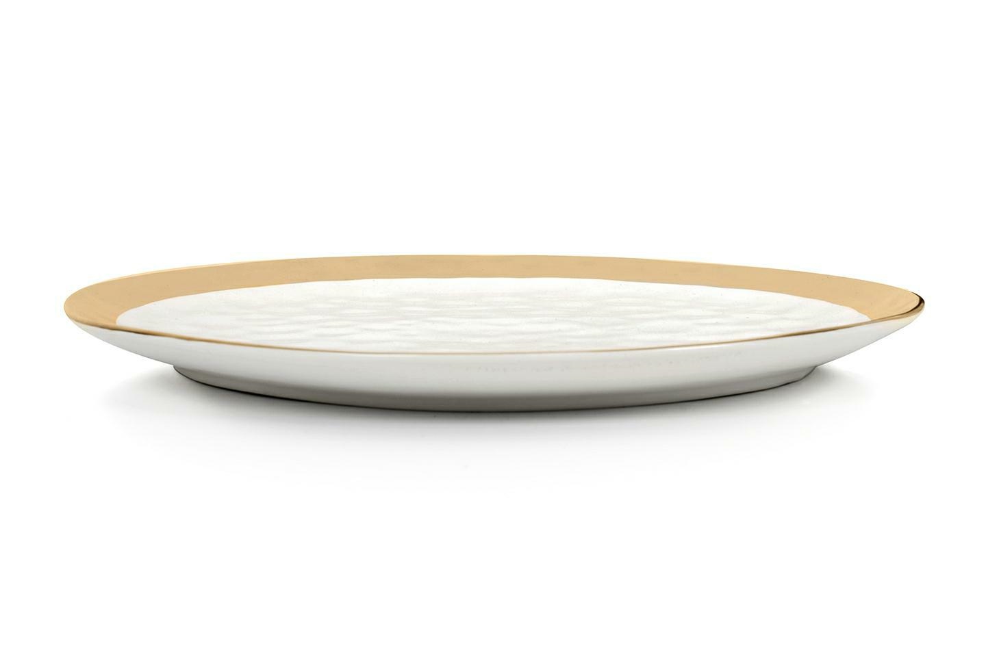Set de 2 Farfurii Bell 38x2,6x36,8 cm, Porcelany Szkliwionej Alb-Auriu - Kare Design [3]