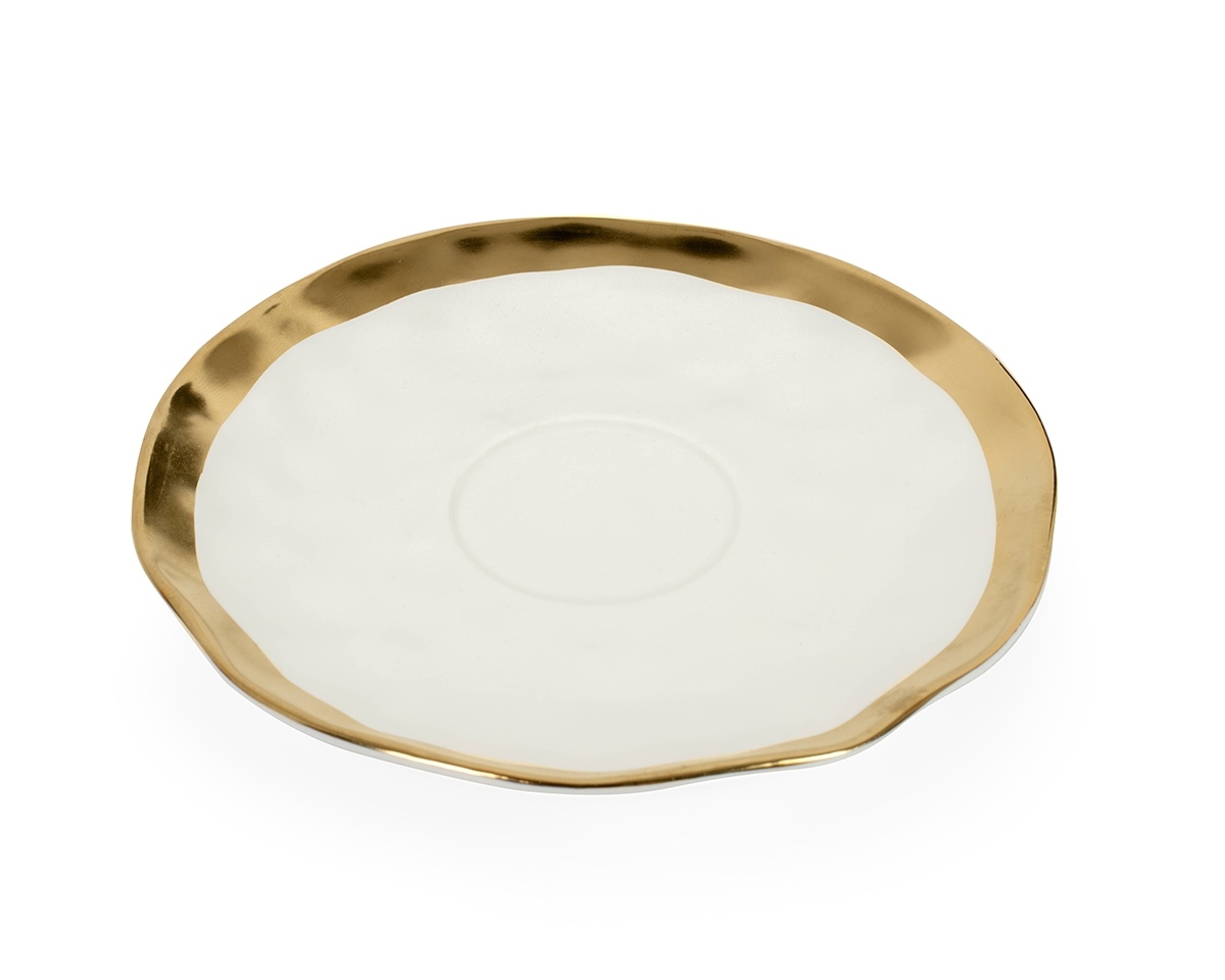 Set de 4 Căni Bell 14,5x14,5x10,5 cm, Porcelană Glazurată Alb și Auriu - Kare Design [6]