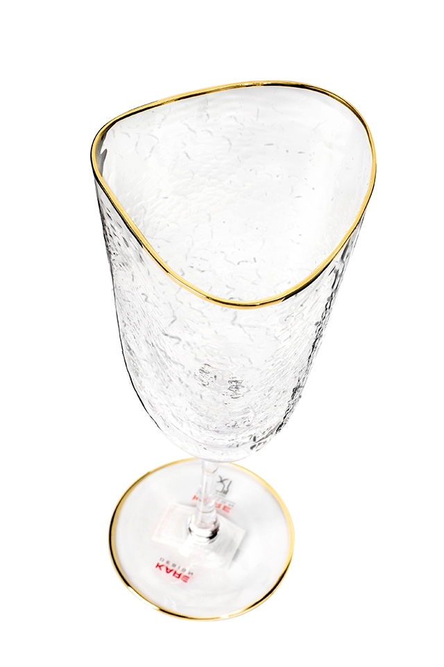 Set de 4 Pahare de Vin Hommage 400 9,5x9,5x23,5 cm, Sticlă Transparent Acente Aurii - Kare Design [3]