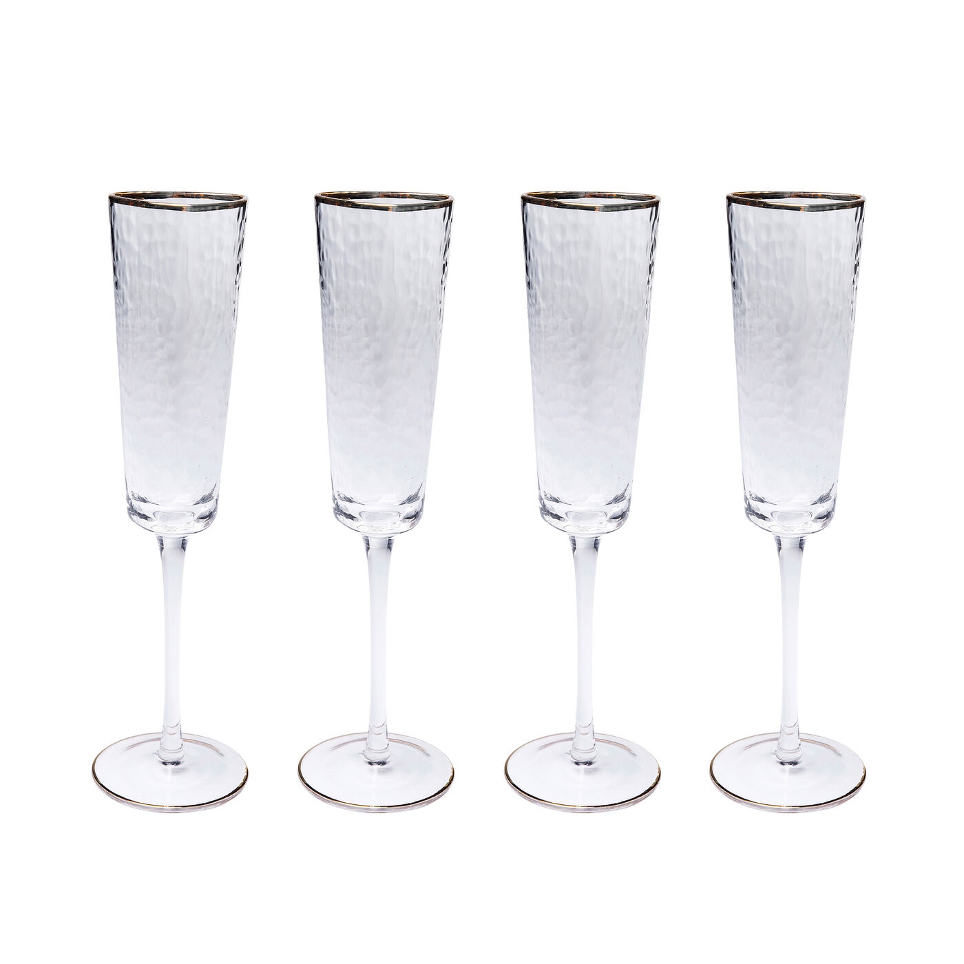 Set de 4 Pahare de Şampanie Hommage 5x5x26 cm, Sticlă Transparent Accente Aurii - Kare Design [5]
