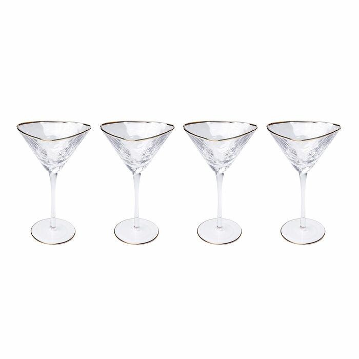 Set de 4 Pahare de Martini Hommage 8x12x18,5 cm, Sticlă Finisaj cu Margini Aurii - Kare Design [6]