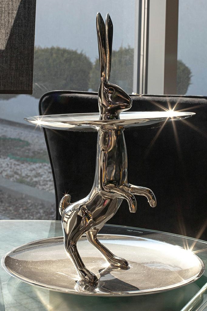 Platou / Etajeră Bunny 34x34x44 cm, Aluminiu Argintiu - Kare Design [10]