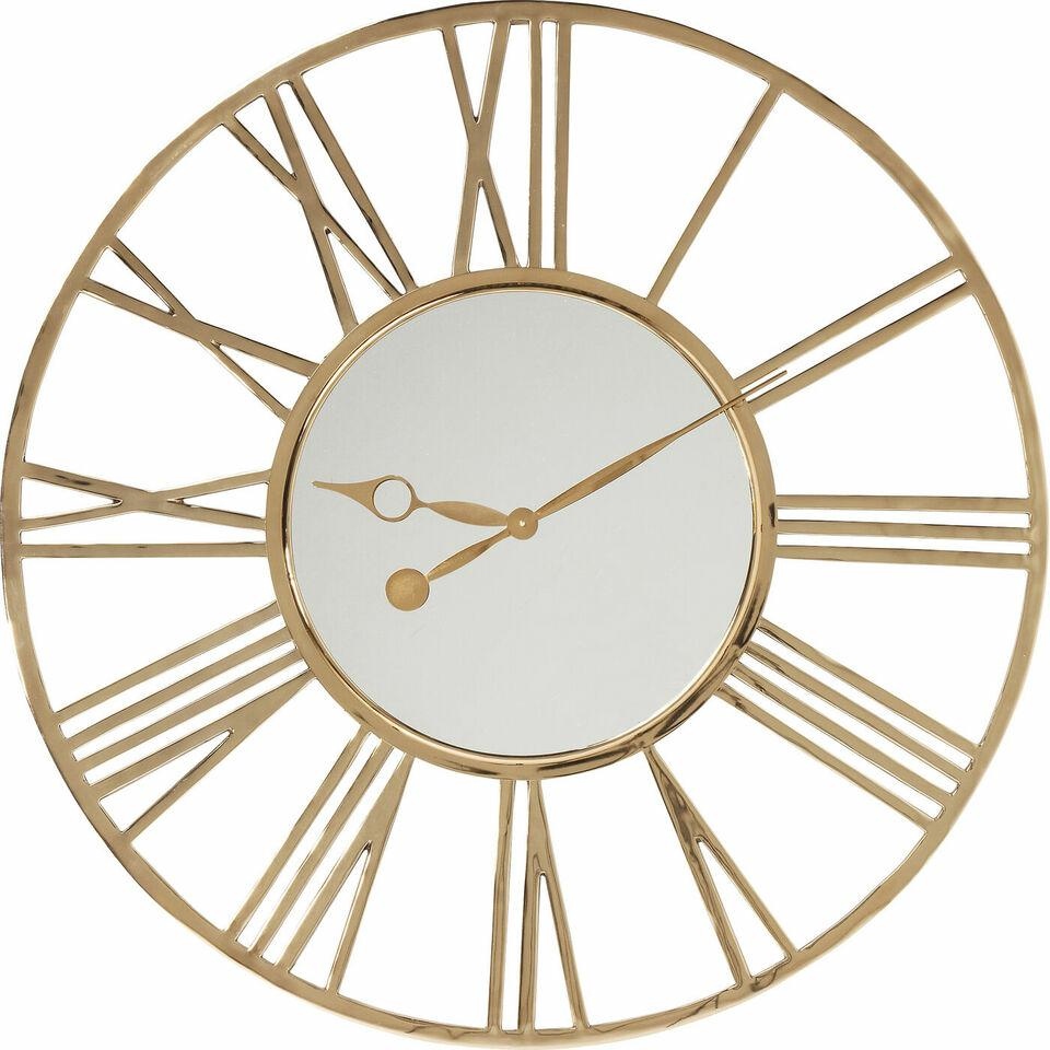 Produse - Ceas Decorativ Giant 120x7x120 cm, Oglindă și Oțel Inoxidabil Auriu - Kare Design