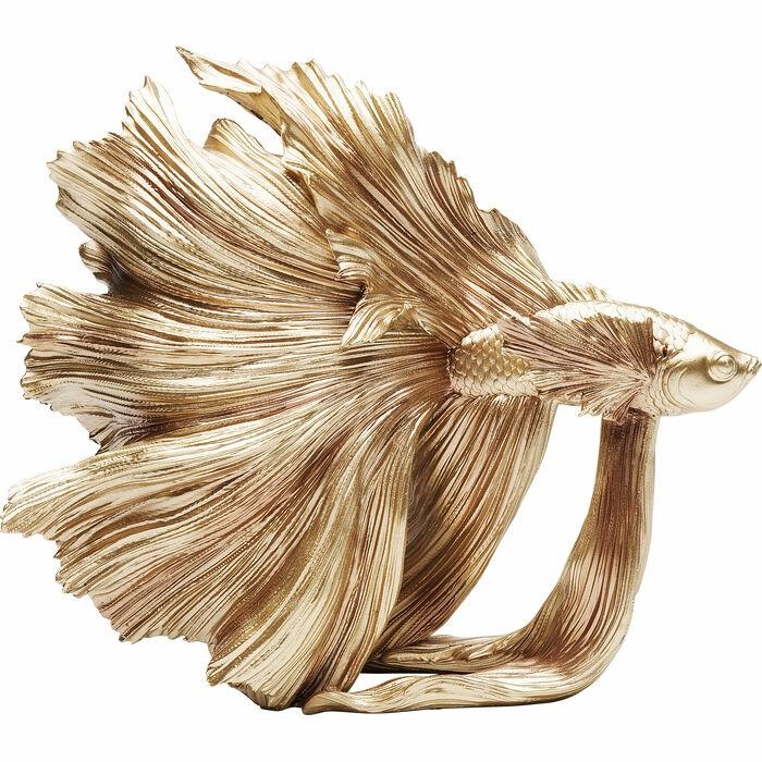 Produse - Decorațiune Betta Fish S 33,5x14x36,5 cm, Rășină Organică Auriu - Kare Design