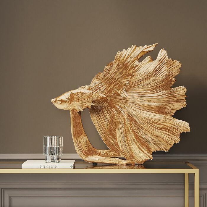 Decorațiune Betta Fish S 33,5x14x36,5 cm, Rășină Organică Auriu - Kare Design [8]