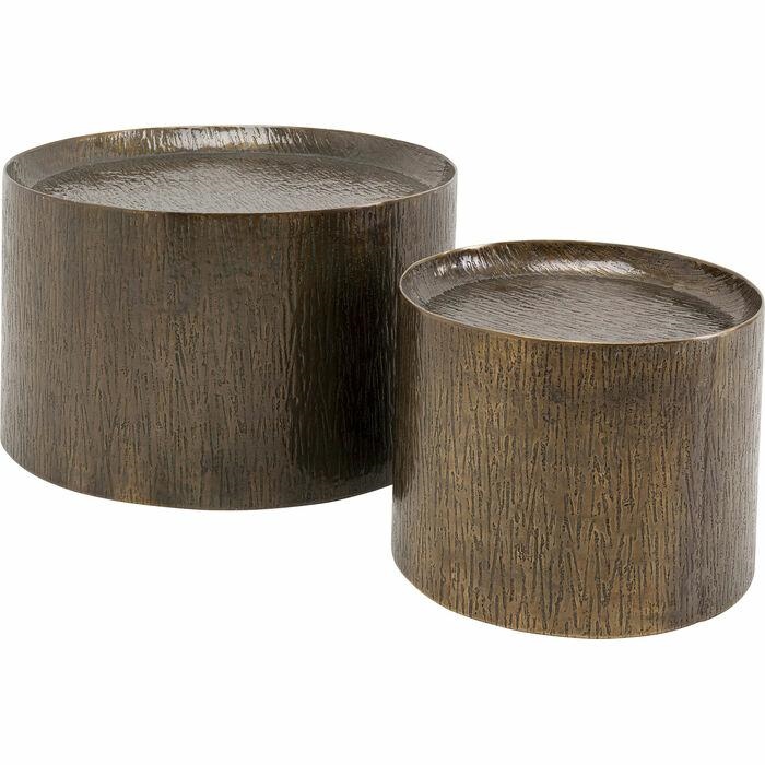 Produse - Măsuță de Cafea Casablanca 60x60x35 cm, Aluminiu și Alamă Maro - Kare Design