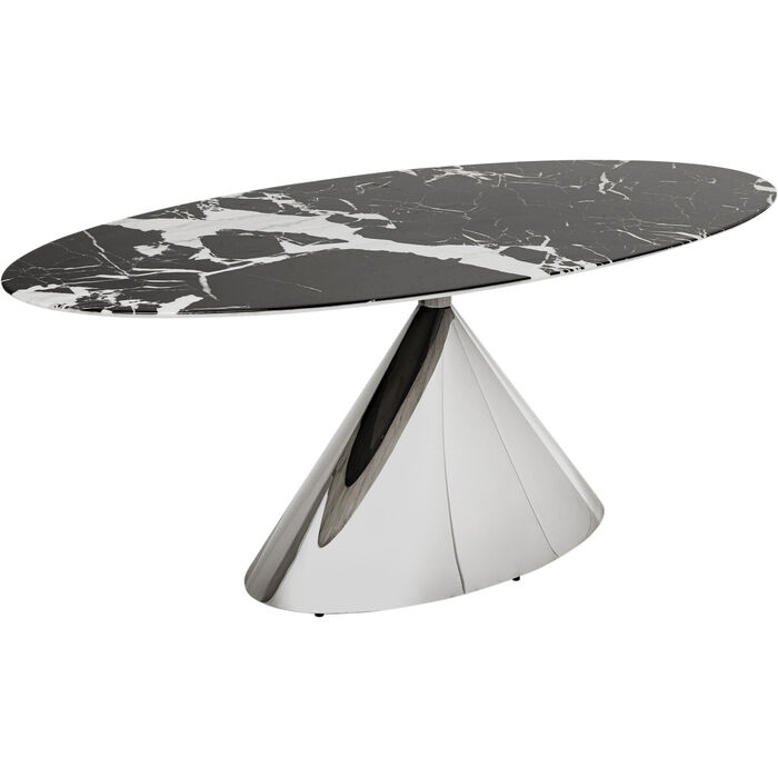 Masă de Dining Mambo Chrome, Marmură și MDF Lucios - Kare Design [5]