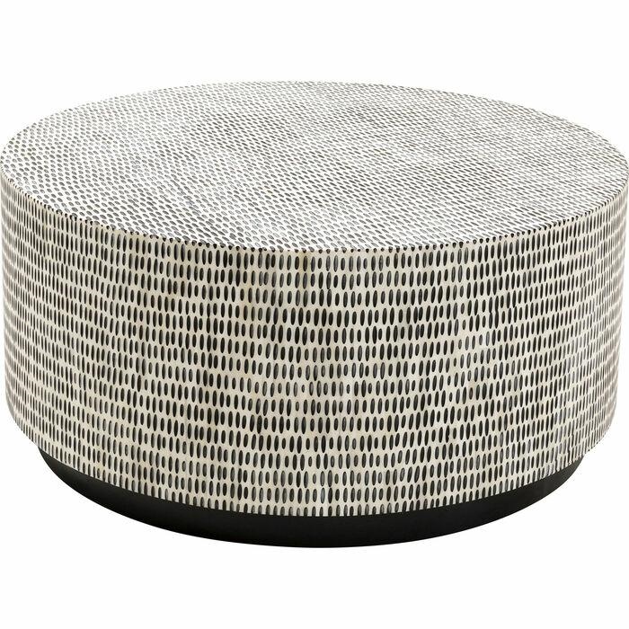 Produse - Măsuță de Cafea Piano 76x76x36 cm, MDF și Rășină Negru și Alb - Kare Design