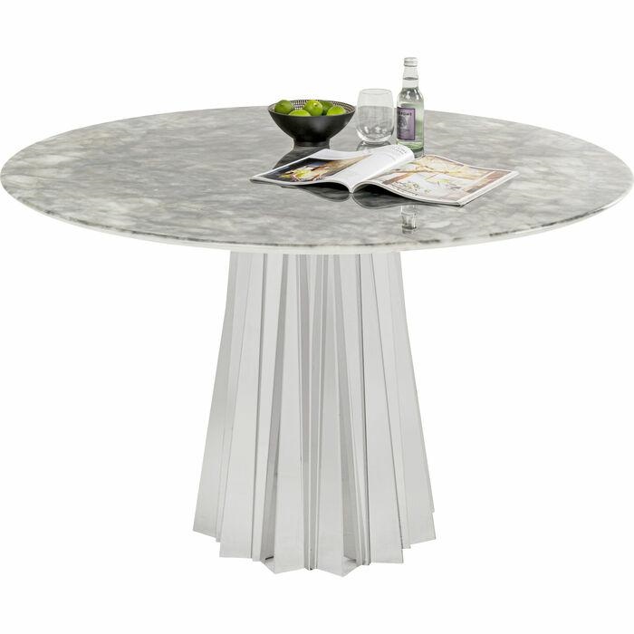 Masă de Dining Amora Stone 120x120x74 cm, În Finisaj Argintiu - Kare Design [5]