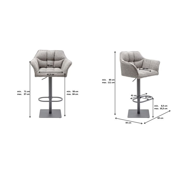 Scaun de Bar Thinktank 65x55x111 cm, Gri - Kare Design [6]