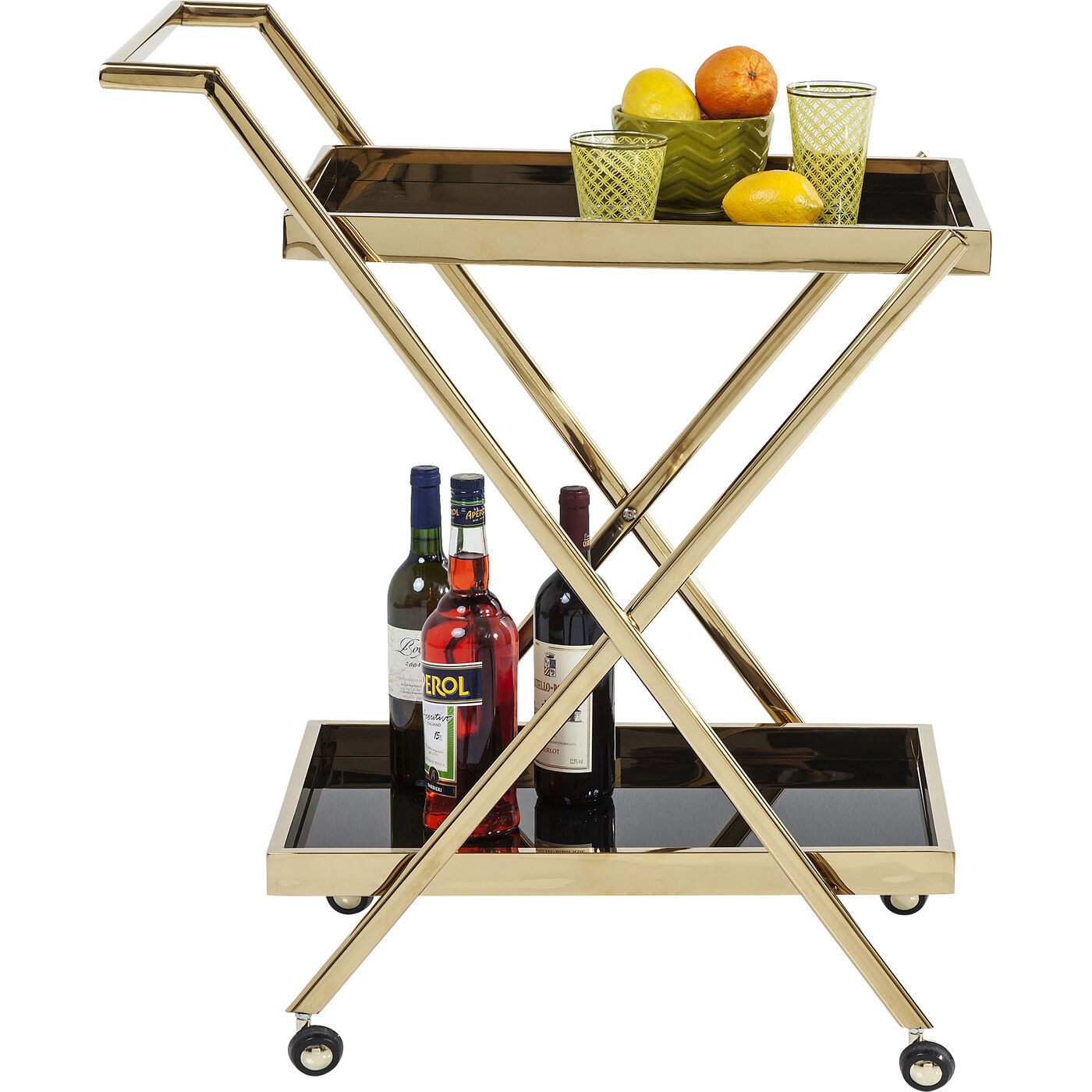 Cărucior de Servire Casino 75,5x46,3x87 cm, Oțel și Alamă Auriu - Kare Design [2]