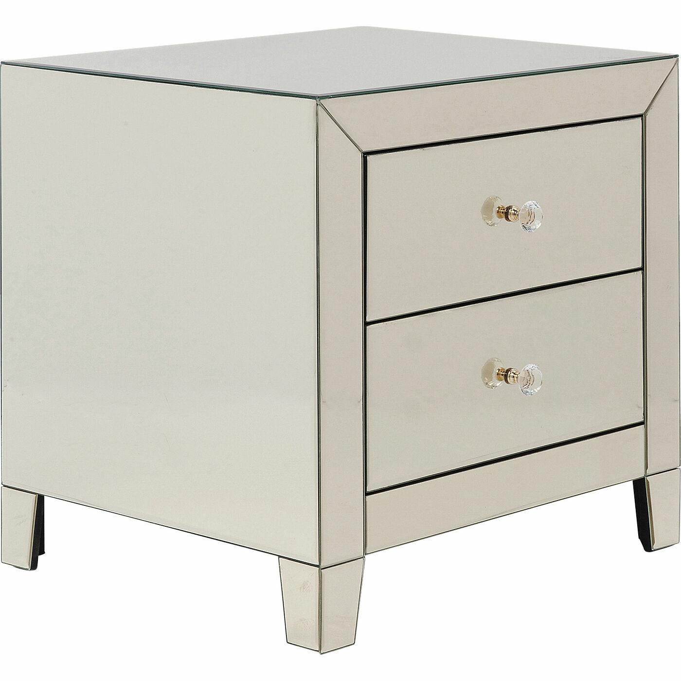 Produse - Noptieră Luxury Pearl S 49x41x50 cm, Sticlă Suprafață Oglindă - Kare Design