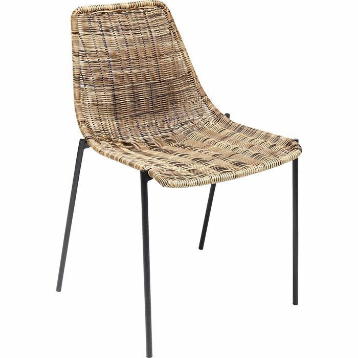 Scaune - Scaun Tansania 53,5x56x81,5 cm, Plastic Care Imită Ratan Negru - Kare Design