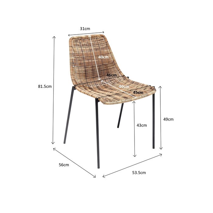 Scaun Tansania 53,5x56x81,5 cm, Plastic Care Imită Ratan Negru - Kare Design [6]